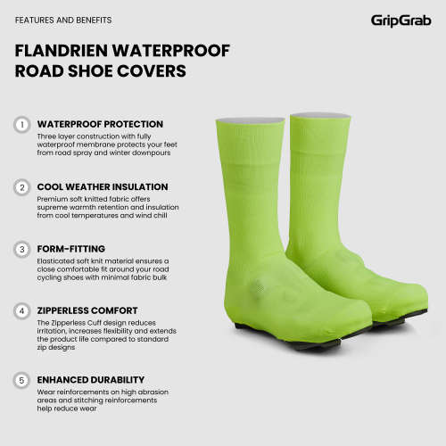 GripGrab FLANDRIEN WATERPROOF ROAD SHOE COVERS neongelb