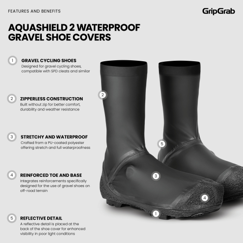 GripGrab AQUASHIELD 2 WATERPROOF GRAVEL SHOE COVERS schwarz