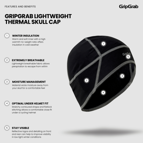 GripGrab THERMO SPRING-AUTUMN SKULL CAP schwarz