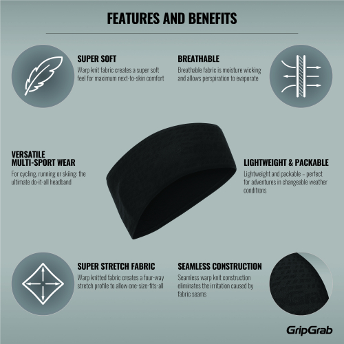GripGrab FREEDOM WARP KNITTED SEAMLESS HEADBAND schwarz
