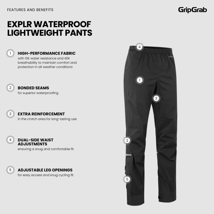 GripGrab EXPLR WATERPROOF LIGHTWEIGHT PANTS black