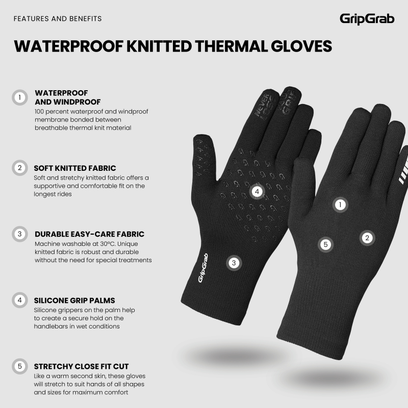 GripGrab WATERPROOF KNITTED WINTER GLOVES schwarz
