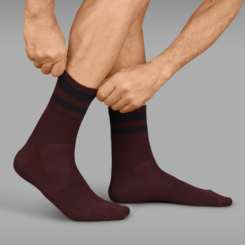 GripGrab ORIGINAL STRIPES CREW SOCKS dunkelrot