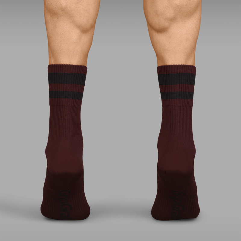 GripGrab ORIGINAL STRIPES CREW SOCKS dunkelrot