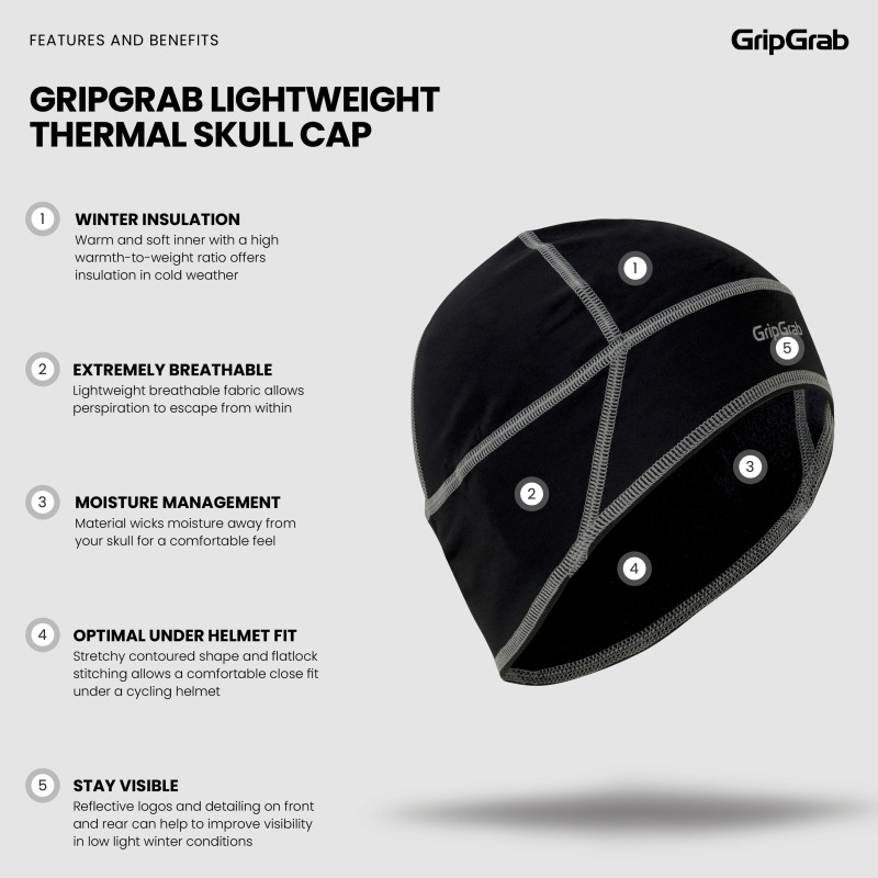GripGrab THERMO SPRING-AUTUMN SKULL CAP schwarz