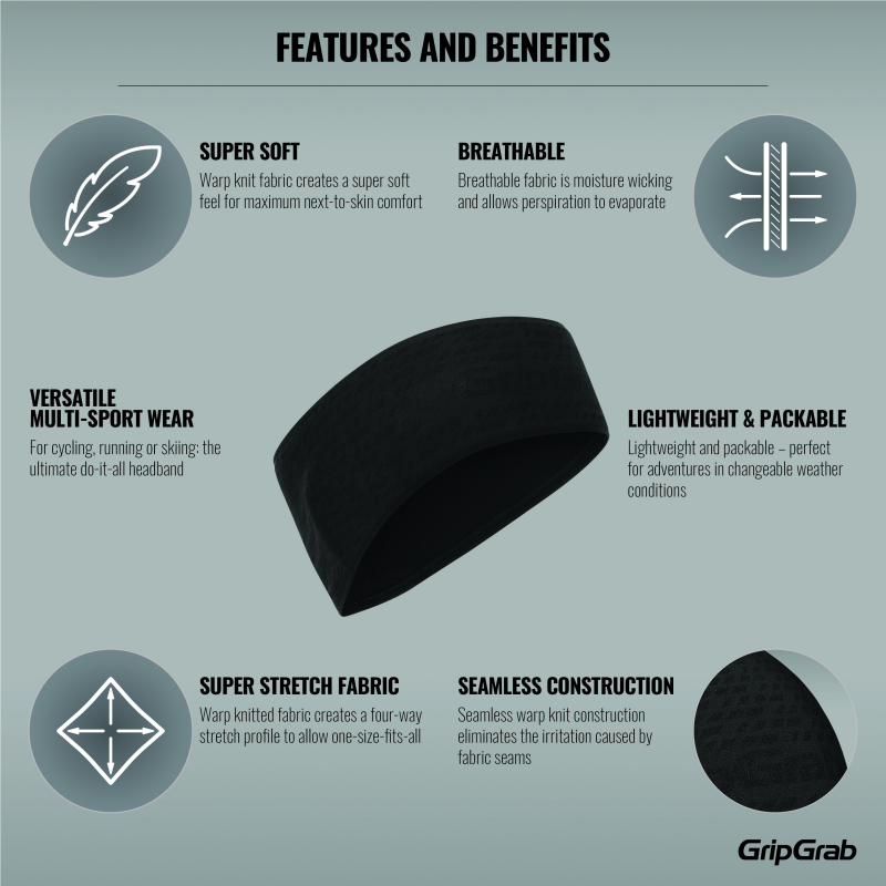 GripGrab FREEDOM WARP KNITTED SEAMLESS HEADBAND schwarz
